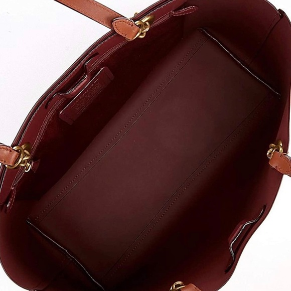 Coach Signature Chain Leather Tote Tan - Picture 6 of 15